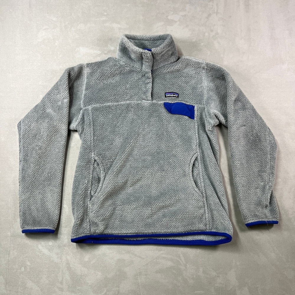 Patagonia Re Tool Snap-T Pullover Womens M Gray Blue Fleece Outdoor Insulated